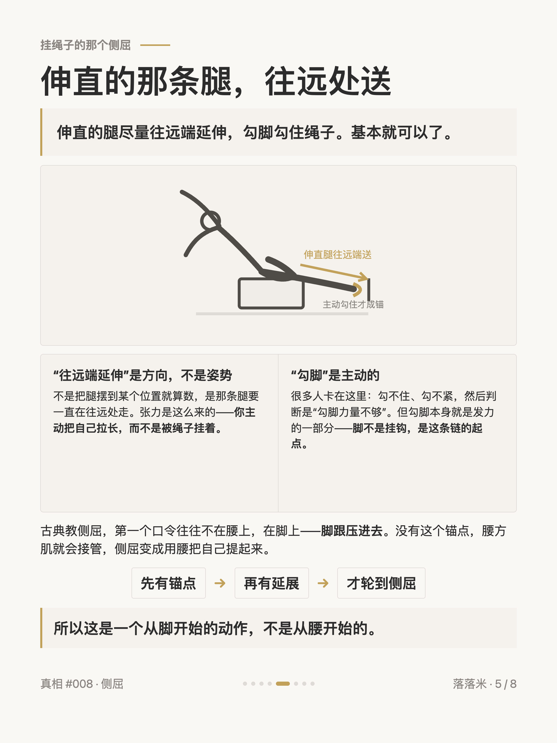 伸直的那条腿,往远处送